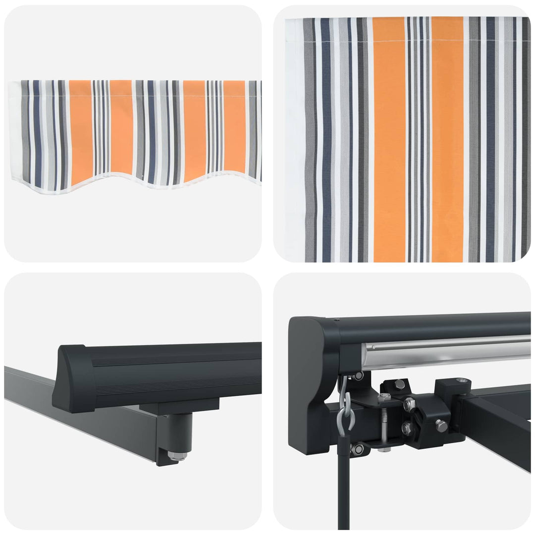 Manuel markise-ramme med LED-lys 4 × 3,5 m