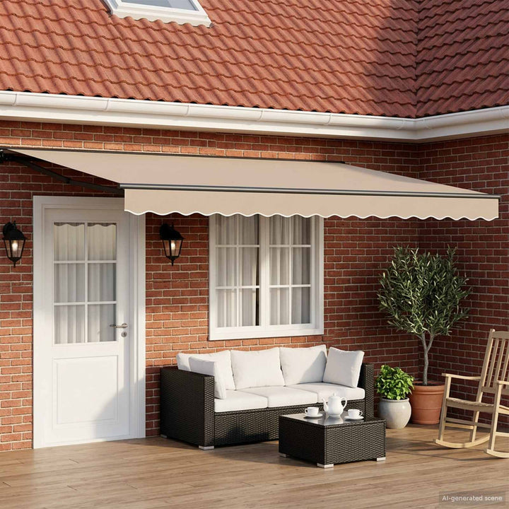 Manuel markise-ramme med LED-lys Beige og Antracit 4,5 × 3 m