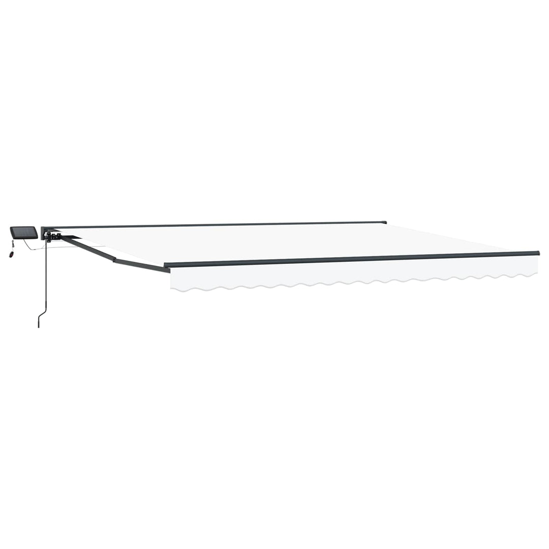 Manuel markise-ramme med LED-lys Hvid og antracit 4,5 × 3 m