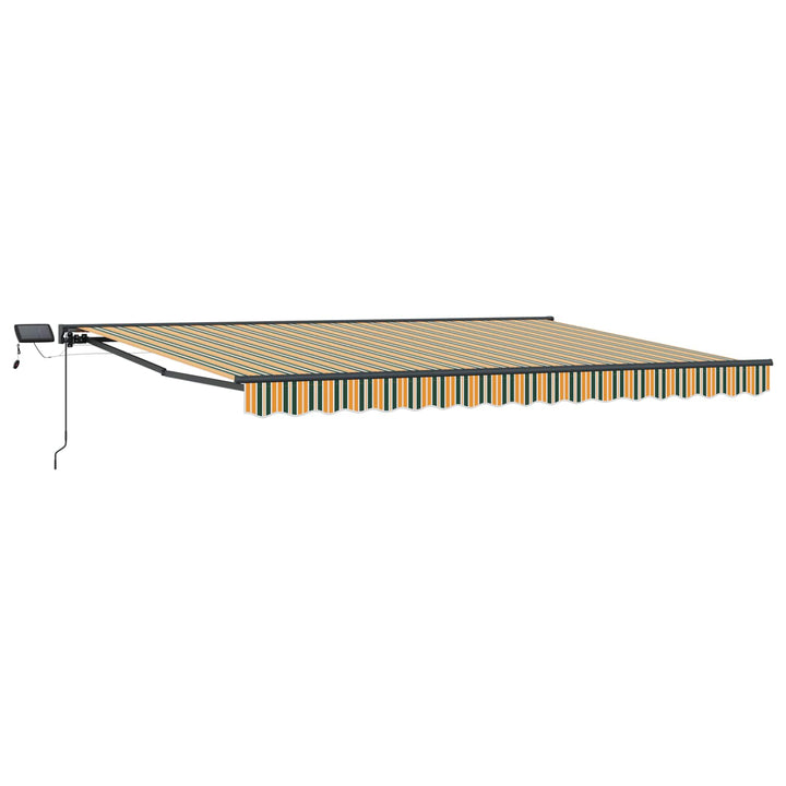 Manuel markise-ramme med LED-lys Grøn, Gul, Antracit 4,5 × 3 m