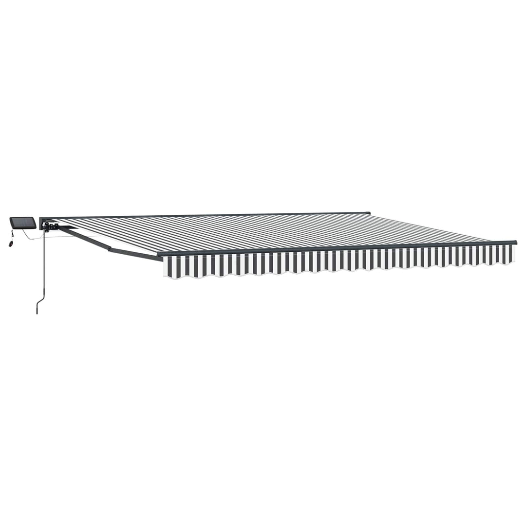 Manuel markise-ramme med LED-lys Anthracit og hvid 4,5 × 3,5 m