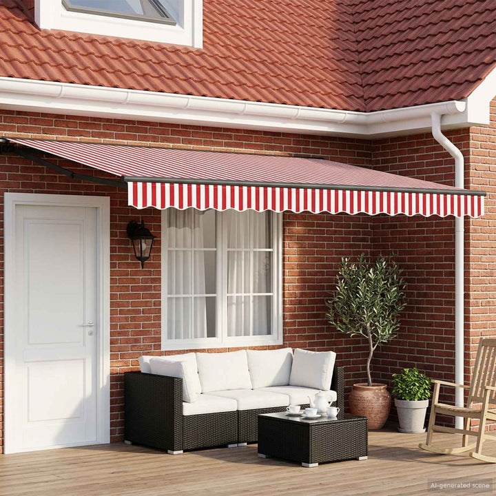 Manuel markise-ramme med LED-lys 4,5 × 3,5 m