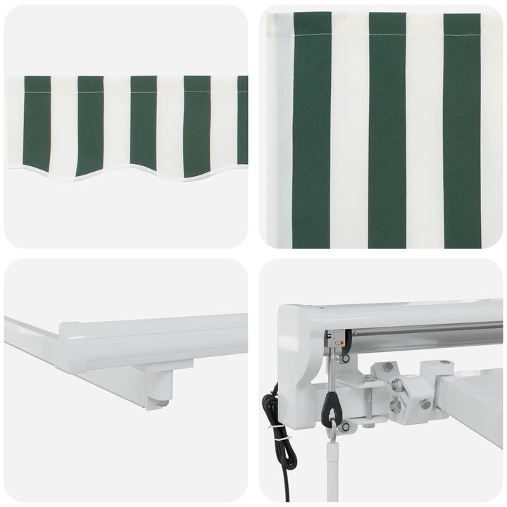 Elektrisk Utrækkelig Markise Grøn og Hvid 4,5 × 3,5 m