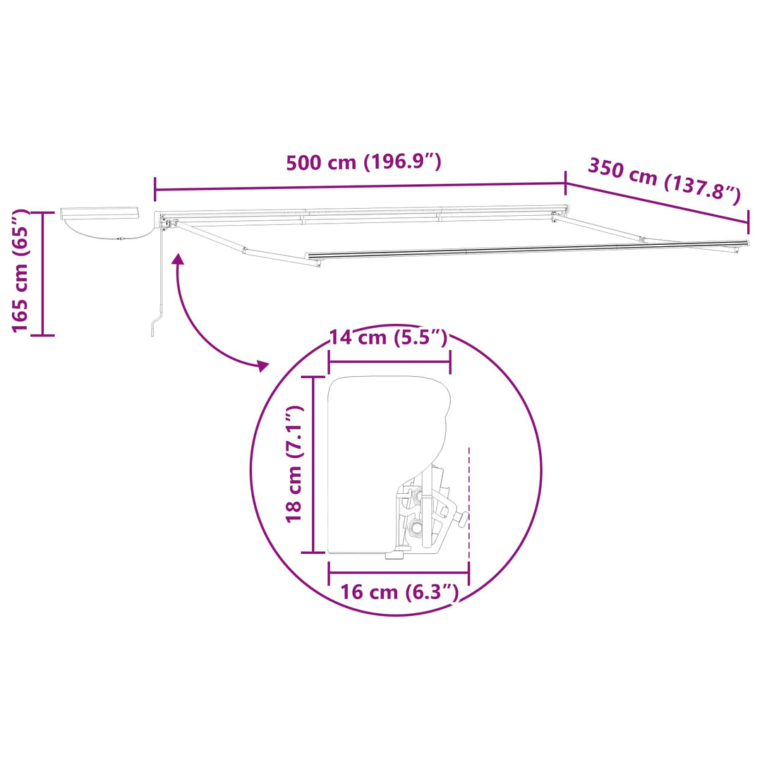 Elektrisk Utrækkelig Markise Hvid og antracit 5 × 3,5 m