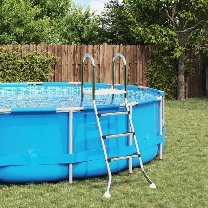 Stige til overjordisk pool 100 cm 3-Step Rustfrit Stål 304 Sølv