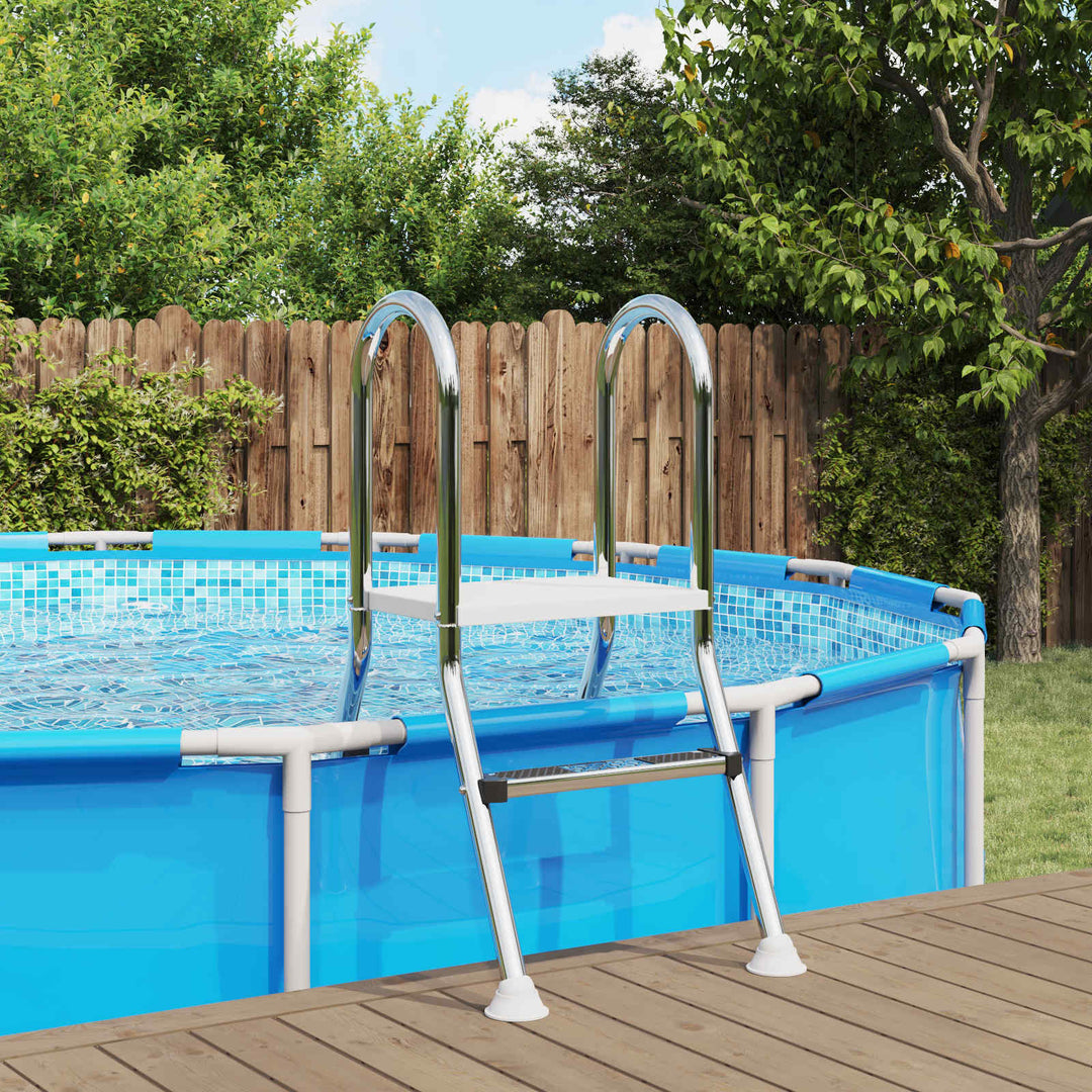 Poolstige til delvist nedgravet pool 195 x 116 cm 4-trins