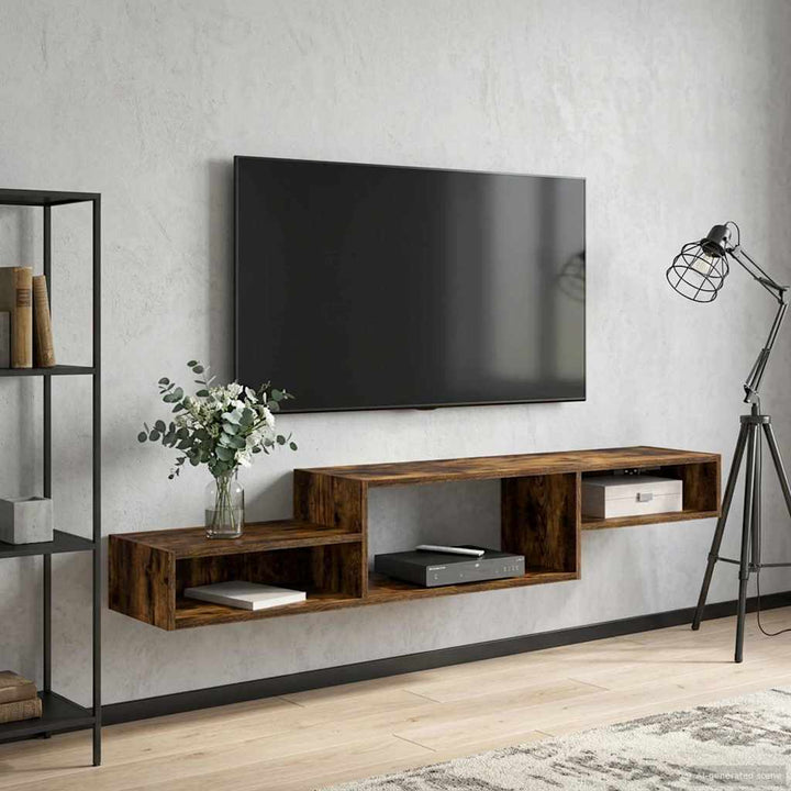 Væghængt TV Skab Vægmonteret Røget eg 150 x 28 x 26 cm