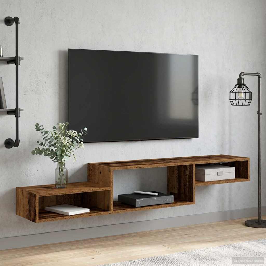 Væghængt TV Skab Vægmonteret Gammelt træ 150 x 28 x 26 cm