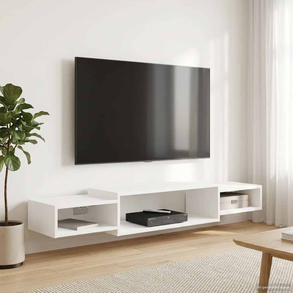 Væghængt TV Skab Vægmonteret Hvid 140 x 28 x 21 cm