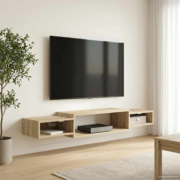 Væghængt TV Skab Vægmonteret Sonoma-eg 140 x 28 x 21 cm