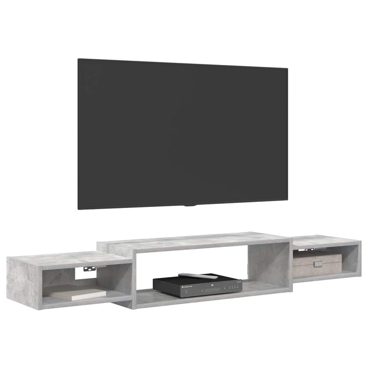 Væghængt TV Skab Vægmonteret Betongrå 140 x 28 x 21 cm