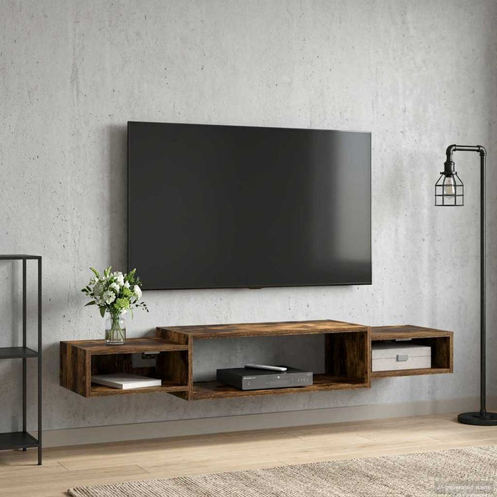 Væghængt TV Skab Vægmonteret Røget eg 140 x 28 x 21 cm