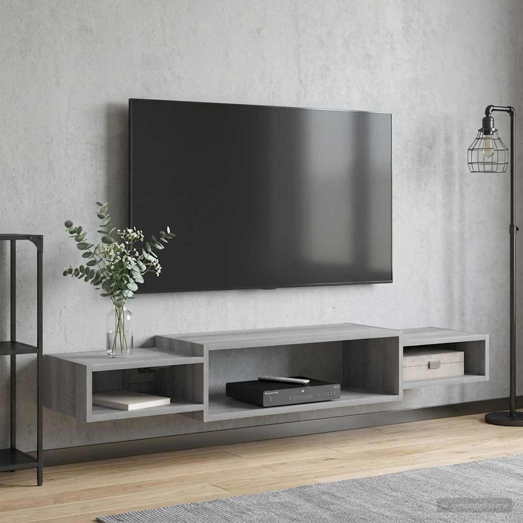 Væghængt TV Skab Vægmonteret Grå Sonoma 140 x 28 x 21 cm
