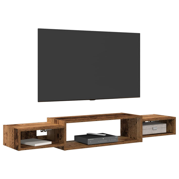 Væghængt TV Skab Vægmonteret Gammelt træ 140 x 28 x 21 cm