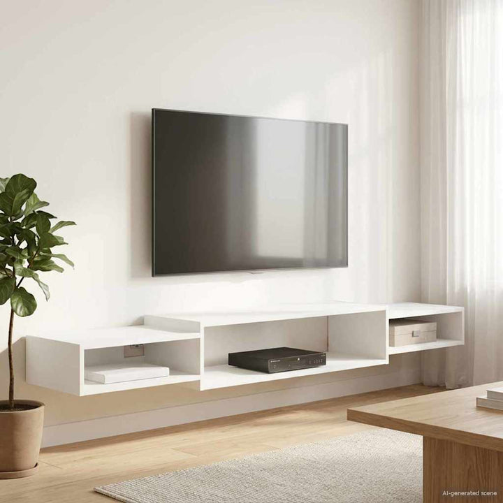 Væghængt TV Skab Vægmonteret Hvid 180 x 28 x 21 cm