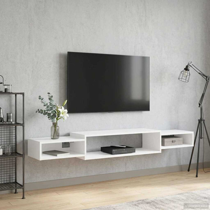 Væghængt TV Skab Vægmonteret Hvid 180 x 28 x 21 cm