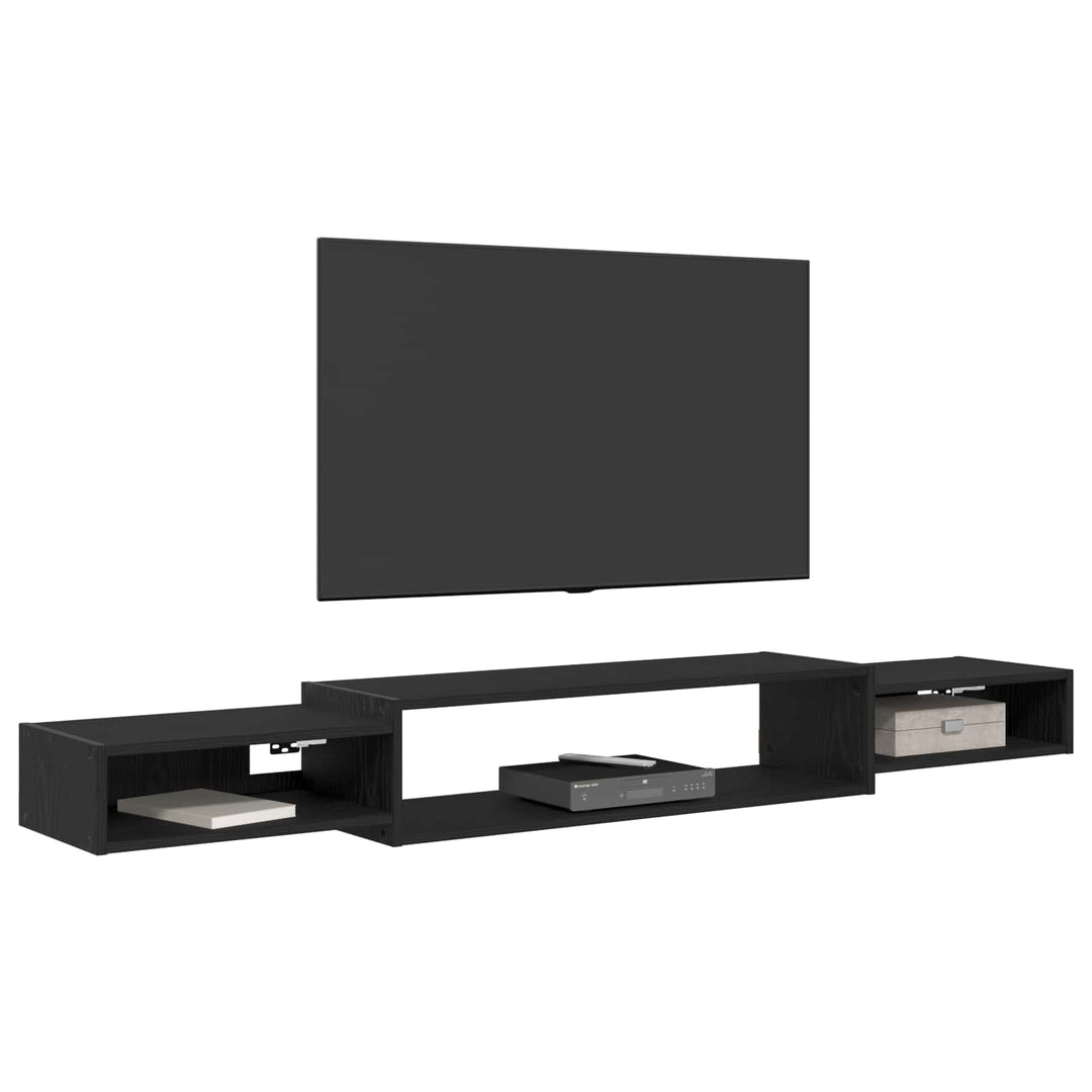 Væghængt TV Skab Vægmonteret Sort eg 180 x 28 x 21 cm