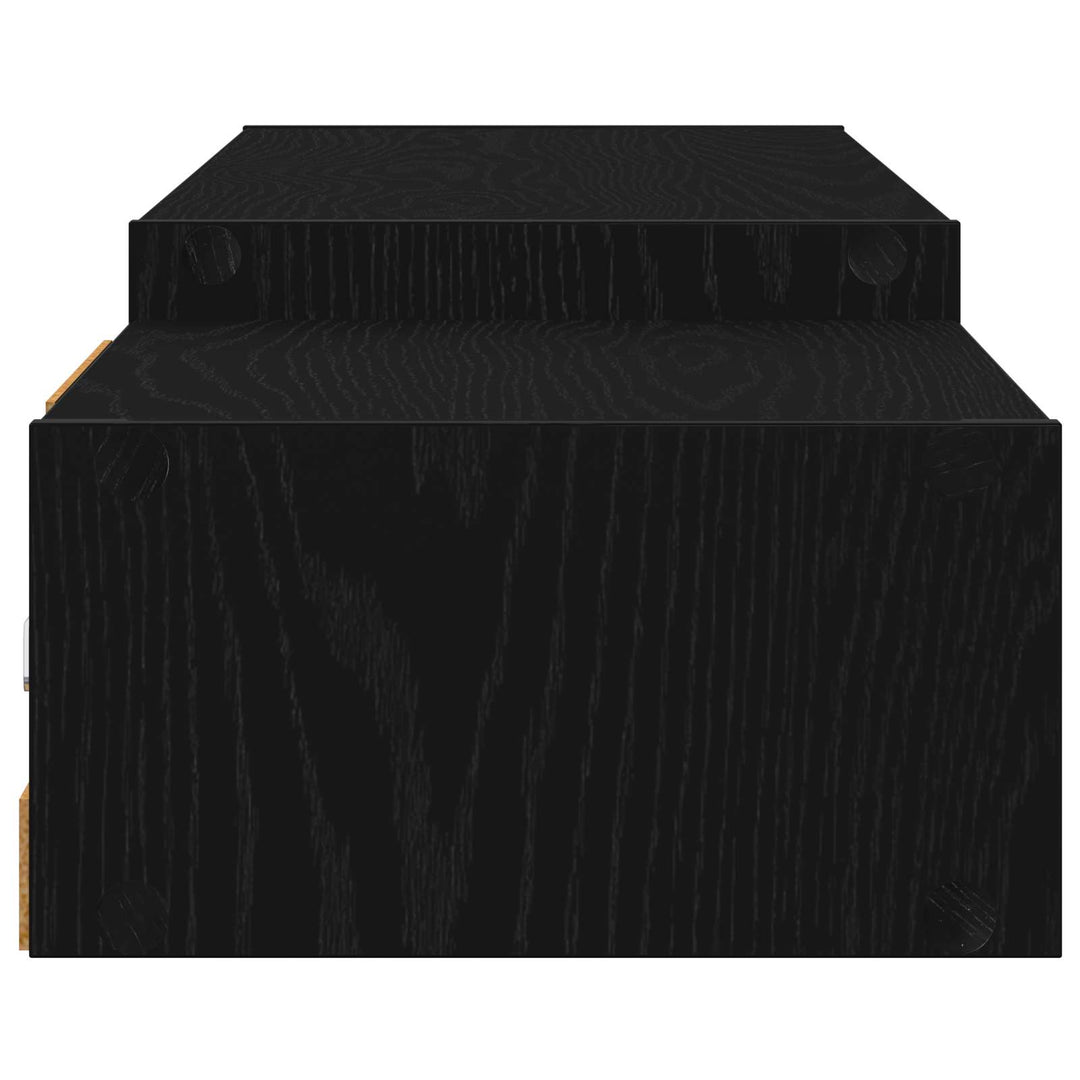 Væghængt TV Skab Vægmonteret Sort eg 180 x 28 x 21 cm