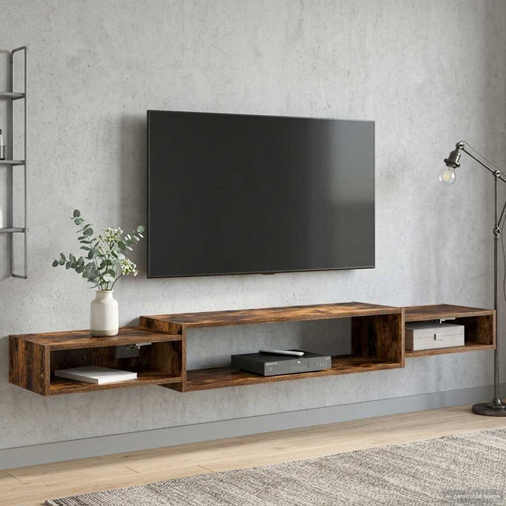 Væghængt TV Skab Vægmonteret Røget eg 180 x 28 x 21 cm
