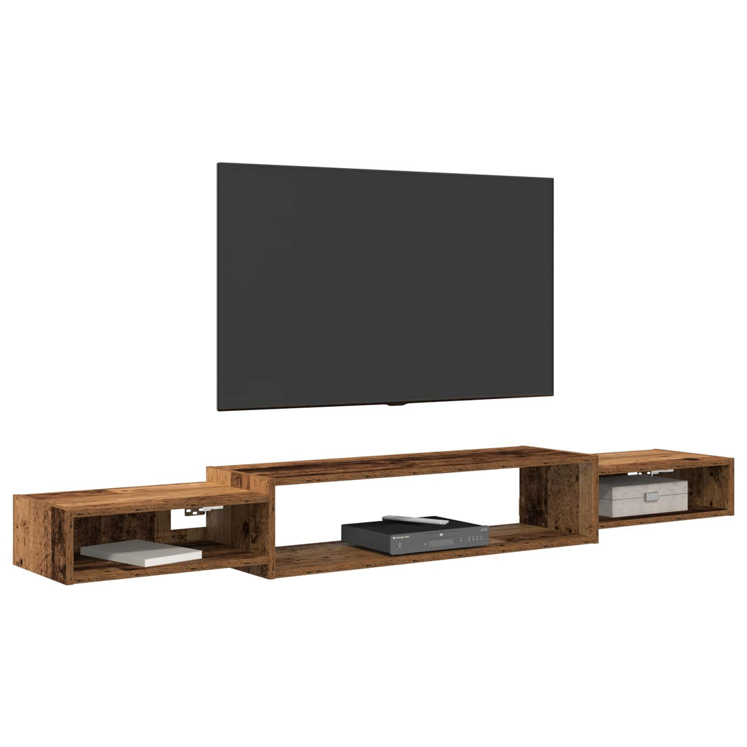 Væghængt TV Skab Vægmonteret Gammelt træ 180 x 28 x 21 cm