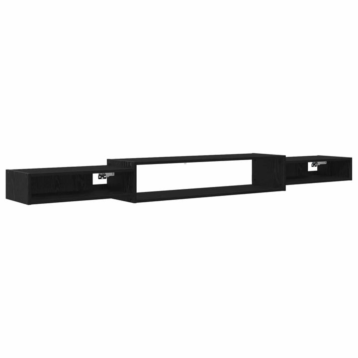 Væghængt TV Skab Vægmonteret Sort eg 220 x 28 x 21 cm