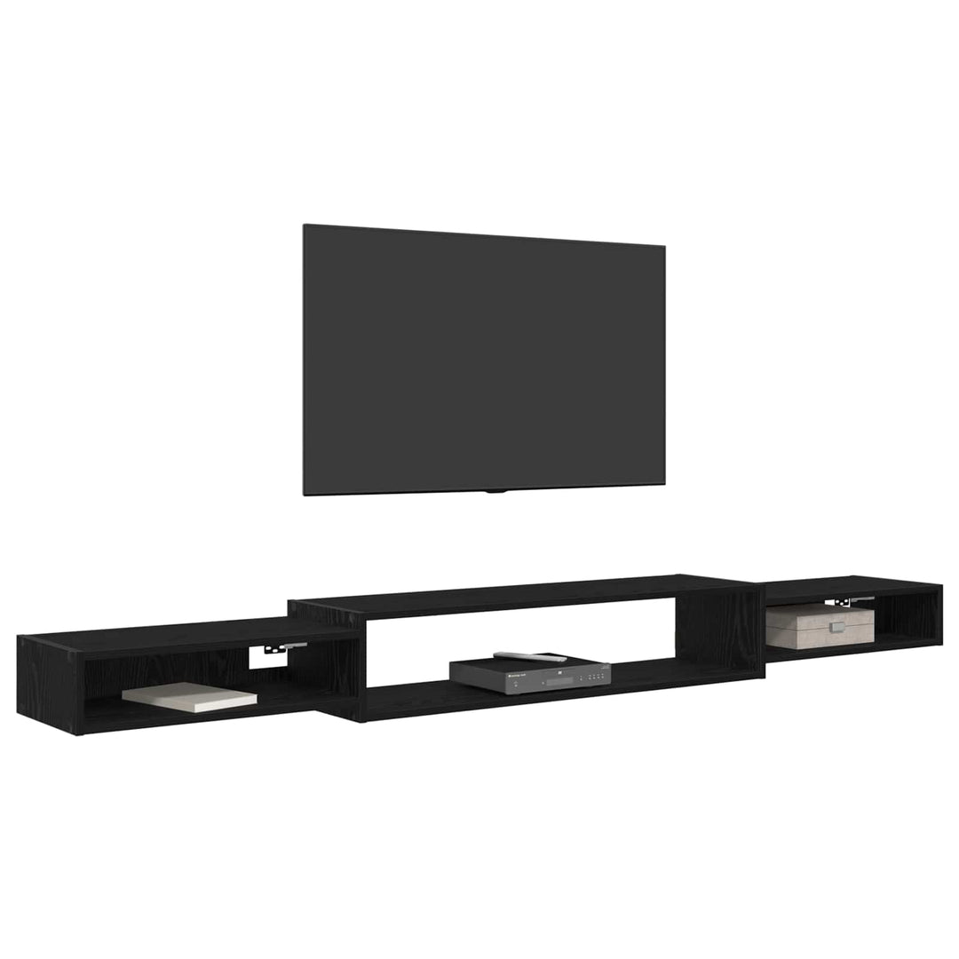 Væghængt TV Skab Vægmonteret Sort eg 220 x 28 x 21 cm