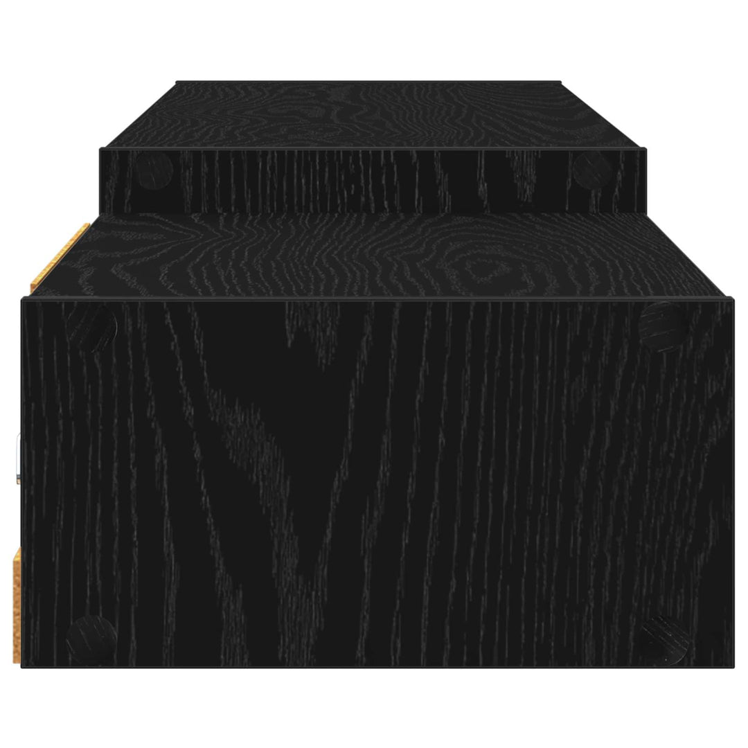 Væghængt TV Skab Vægmonteret Sort eg 220 x 28 x 21 cm