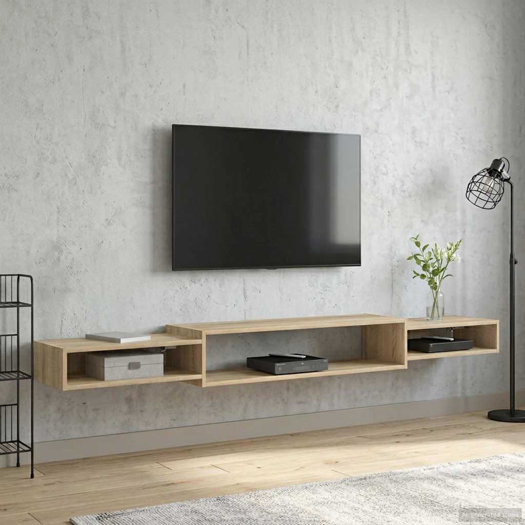 Væghængt TV Skab Vægmonteret Sonoma-eg 220 x 28 x 21 cm