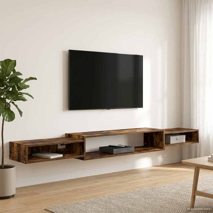 Væghængt TV Skab Vægmonteret Røget eg 220 x 28 x 21 cm