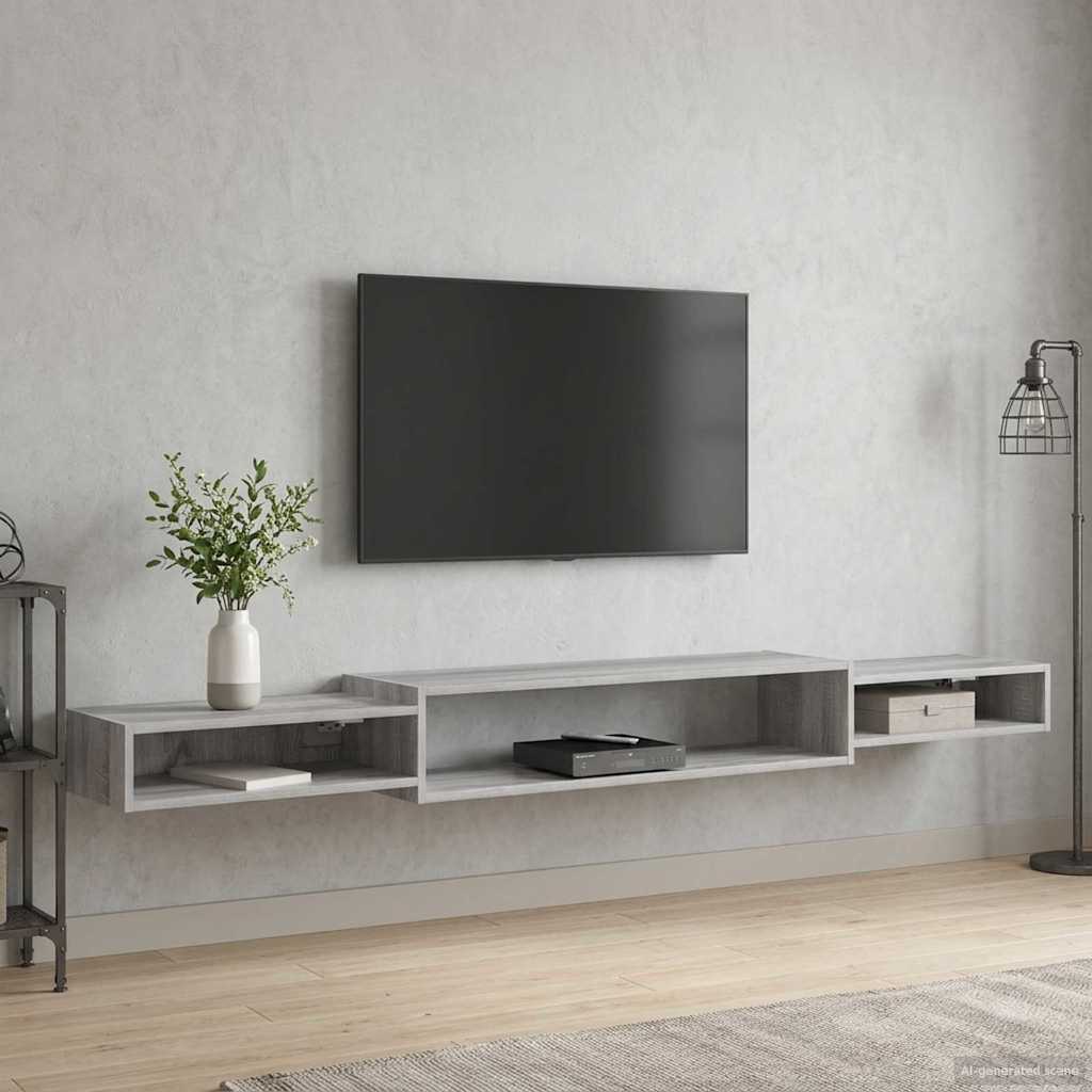 Væghængt TV Skab Vægmonteret Grå Sonoma 220 x 28 x 21 cm