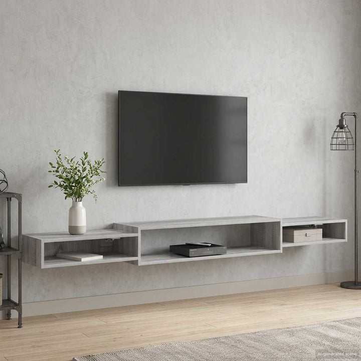 Væghængt TV Skab Vægmonteret Grå Sonoma 220 x 28 x 21 cm