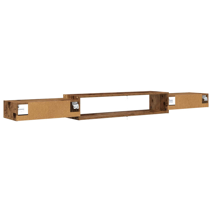 Væghængt TV Skab Vægmonteret Gammelt træ 220 x 28 x 21 cm