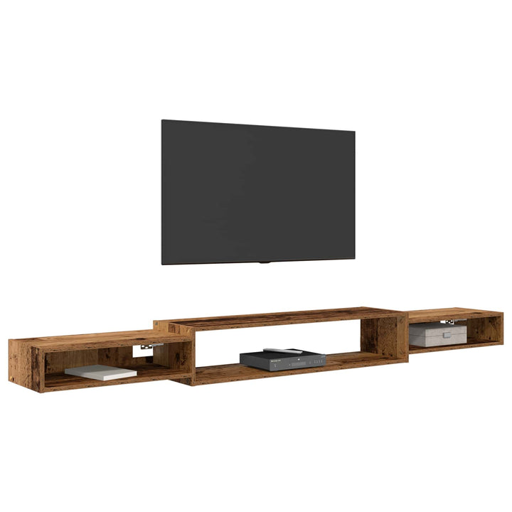 Væghængt TV Skab Vægmonteret Gammelt træ 220 x 28 x 21 cm