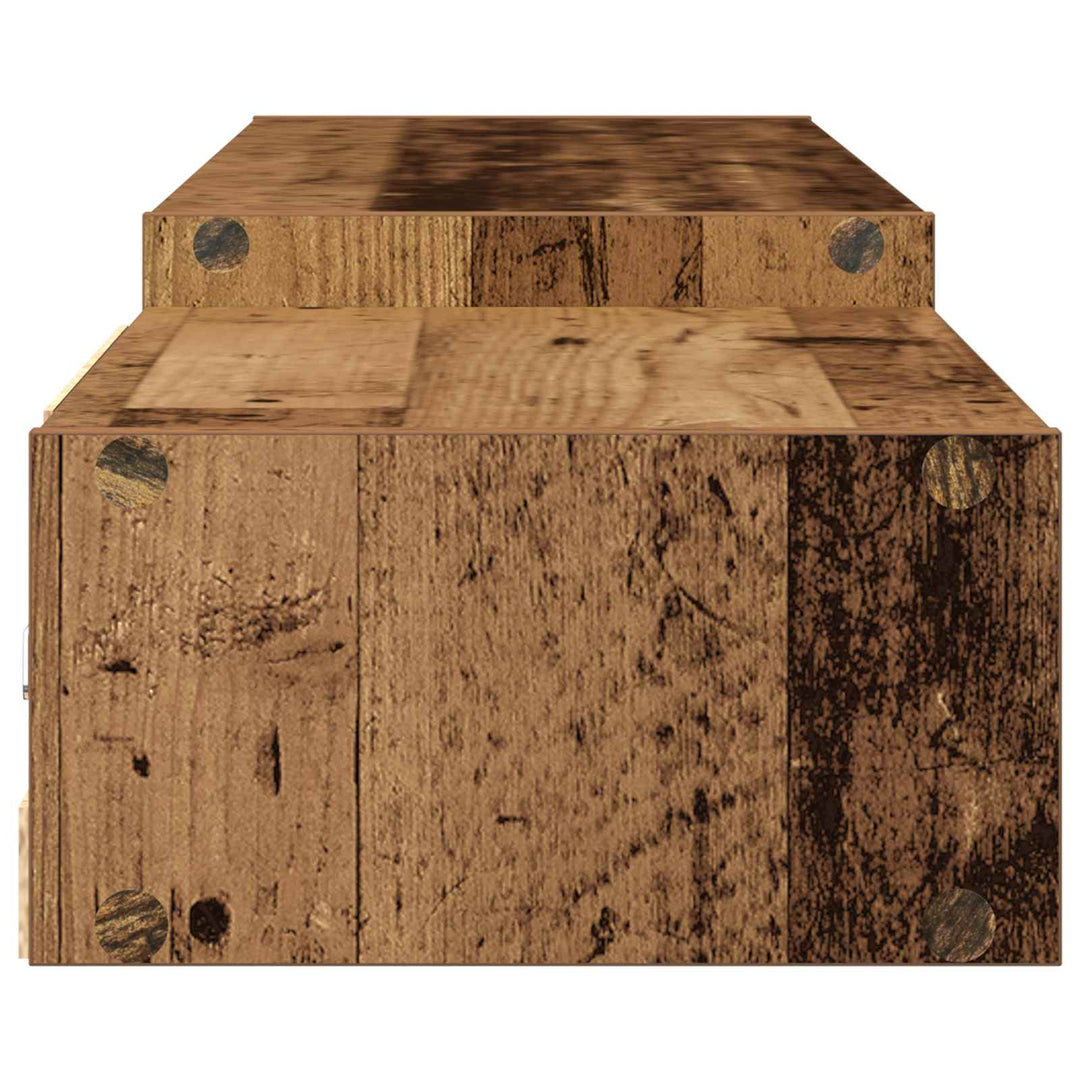 Væghængt TV Skab Vægmonteret Gammelt træ 220 x 28 x 21 cm