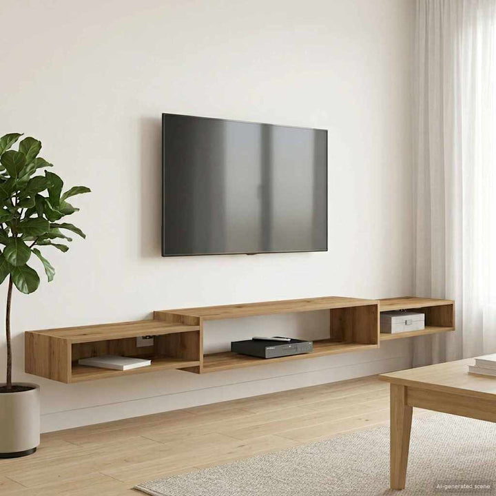Væghængt TV Skab Vægmonteret Artisan-eg 220 x 28 x 21 cm