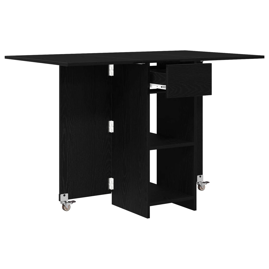 Spisebord 115 x 70 x 75 cm Konstrueret træ Sort eg Rektangulær