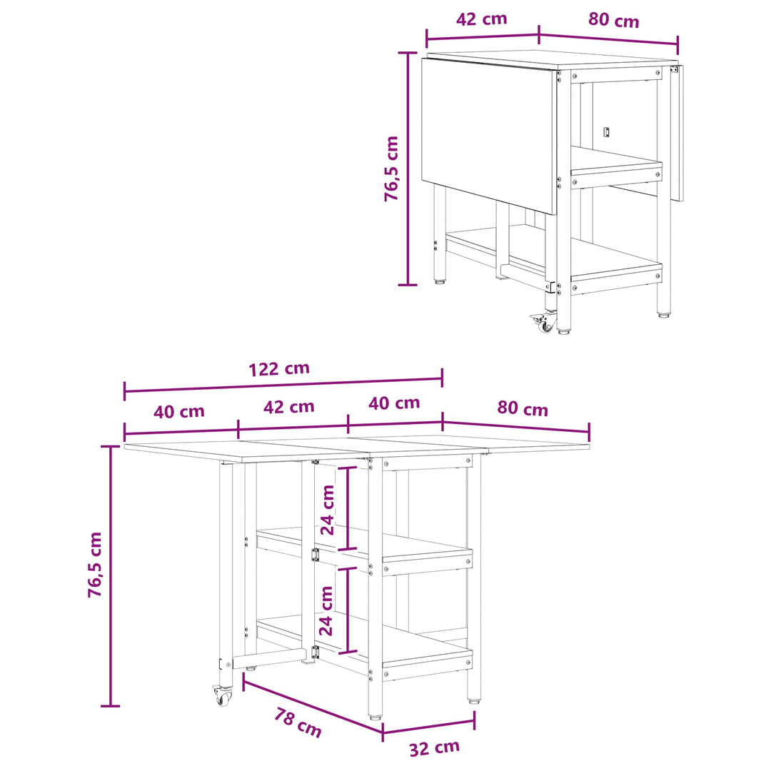 Spisebord 122 x 80 x 76,5 cm Konstrueret træ Røget eg
