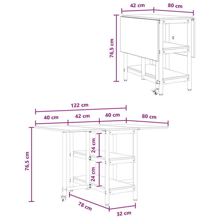 Spisebord 122 x 80 x 76,5 cm Konstrueret træ Røget eg