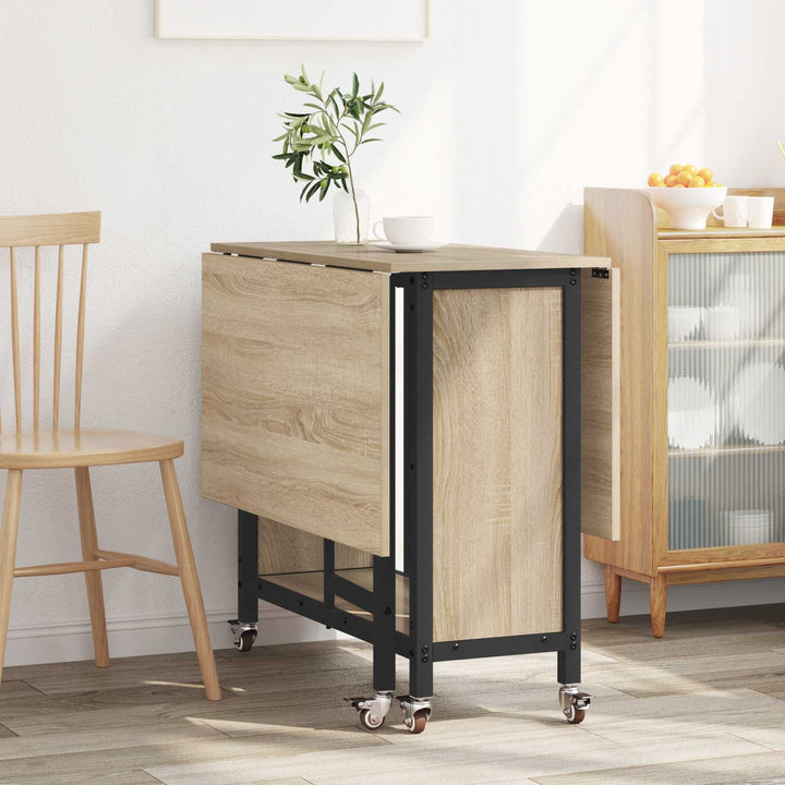 Foldbart spisebord med hjul 130 x 80 x 76,5 cm stål PB