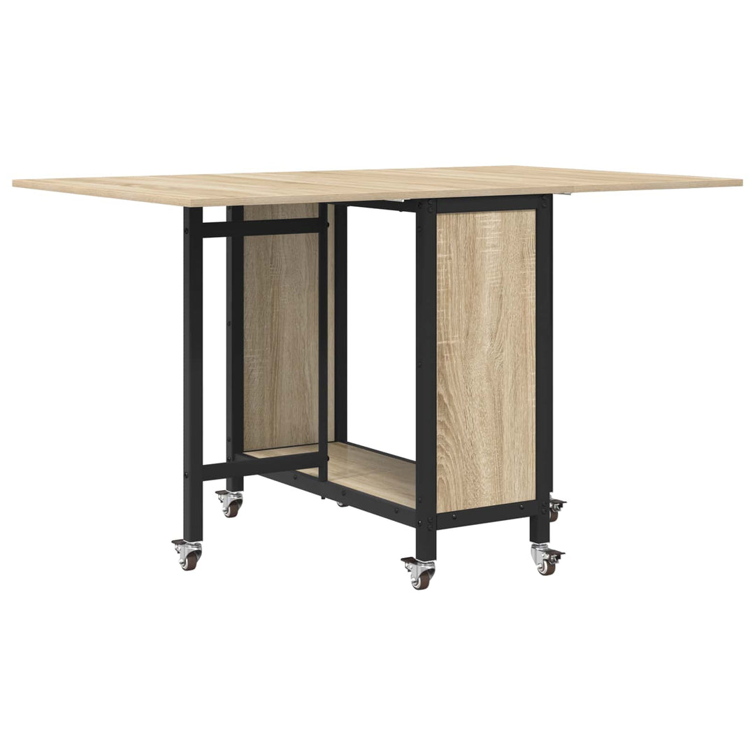 Foldbart spisebord med hjul 130 x 80 x 76,5 cm stål PB