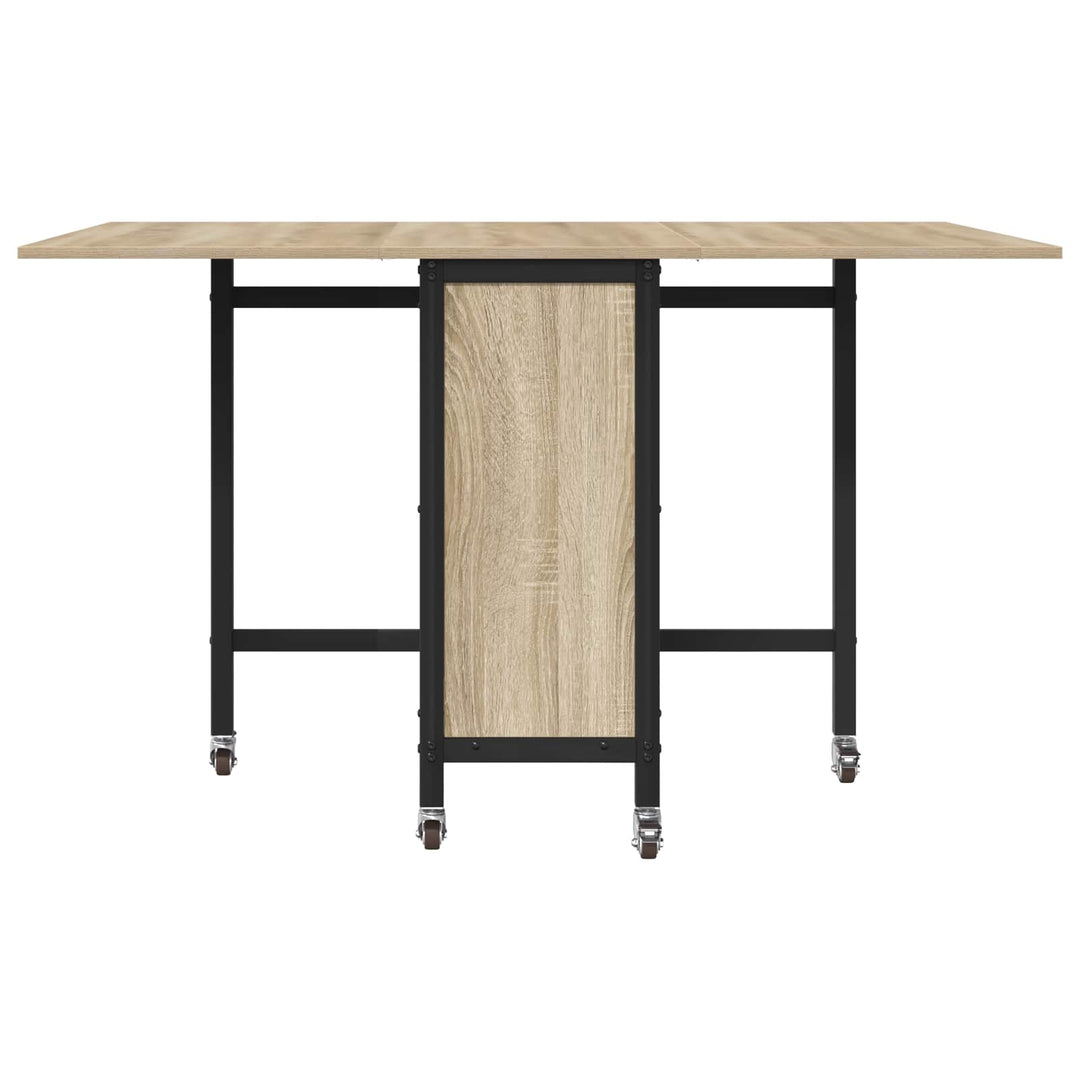 Foldbart spisebord med hjul 130 x 80 x 76,5 cm stål PB