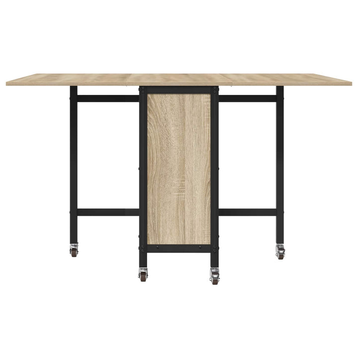 Foldbart spisebord med hjul 130 x 80 x 76,5 cm stål PB