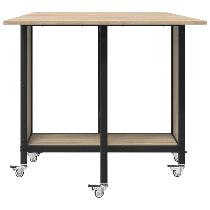 Foldbart spisebord med hjul 130 x 80 x 76,5 cm stål PB