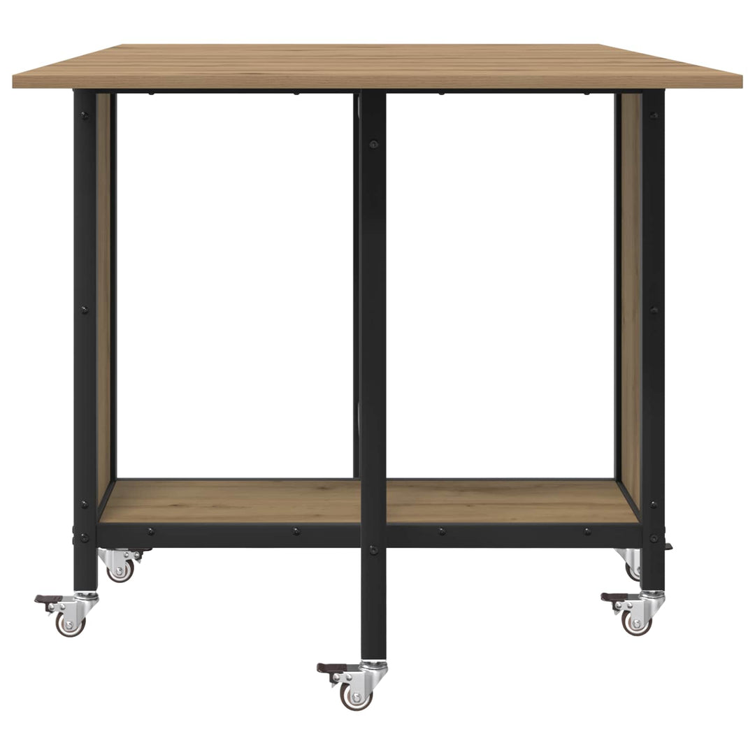 Foldbart spisebord med hjul 130 x 80 x 76,5 cm stål PB