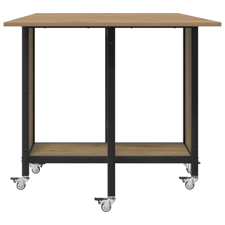 Foldbart spisebord med hjul 130 x 80 x 76,5 cm stål PB