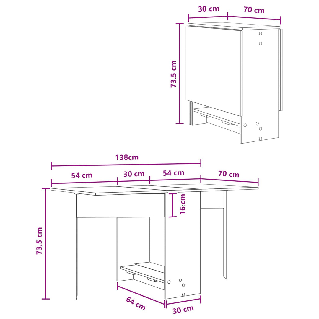 Spisebord 138 x 70 x 73,5 cm Konstrueret træ Artisan-eg