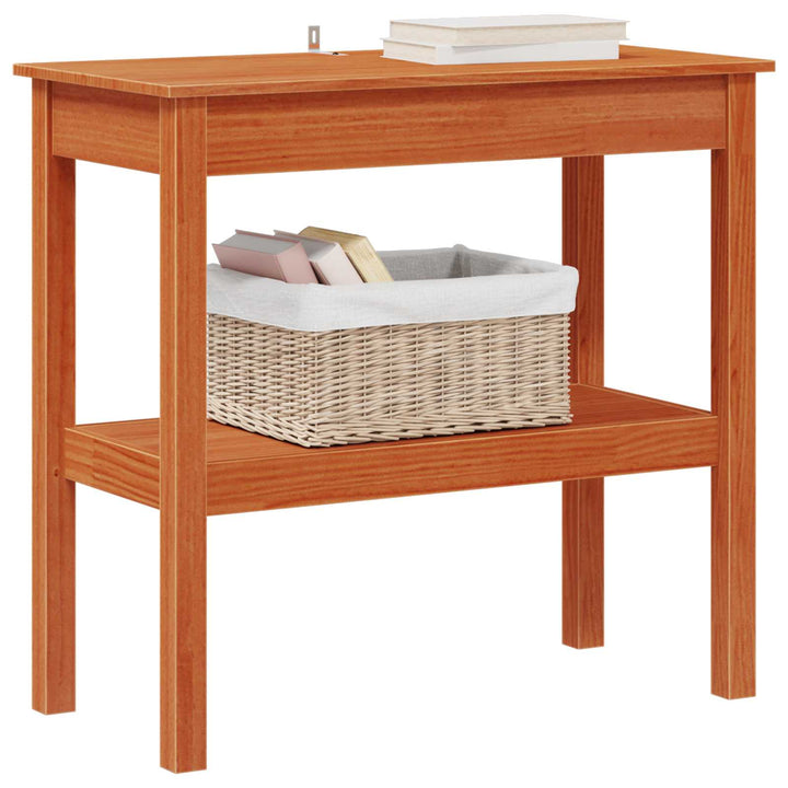 Konsolbord med hylde VoksBrun 80 x 40 x 75 cm Massivt fyrretræ