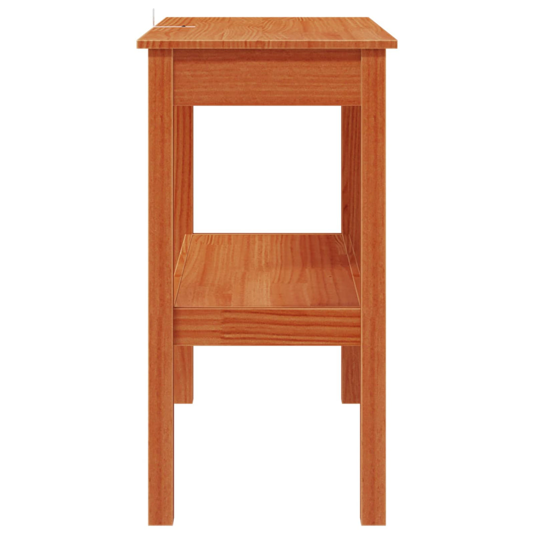 Konsolbord med hylde VoksBrun 80 x 40 x 75 cm Massivt fyrretræ