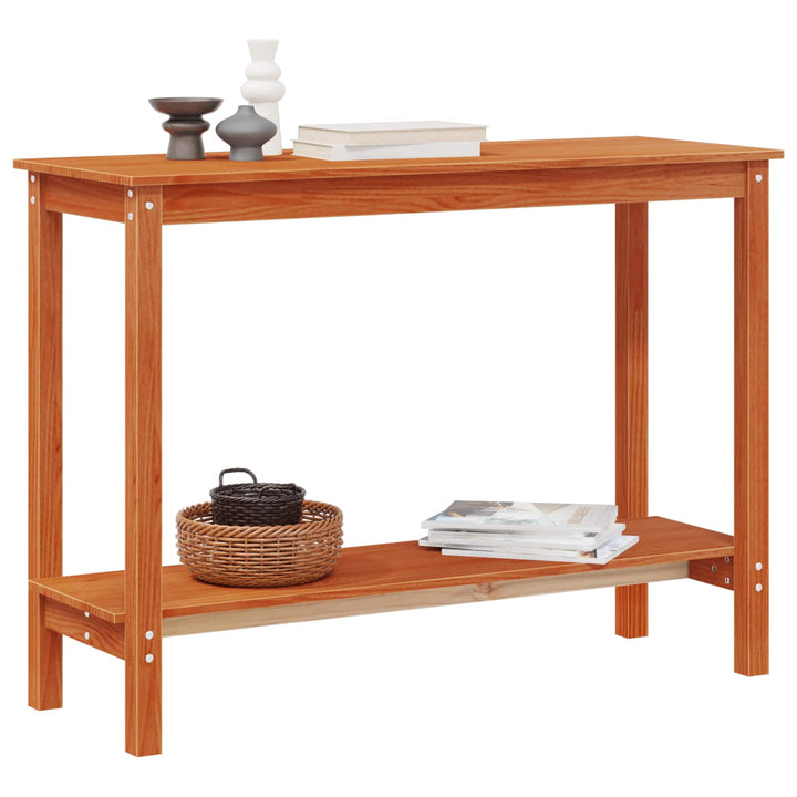 Konsolbord med hylde VoksBrun 110 x 40 x 80 cm Massivt fyrretræ
