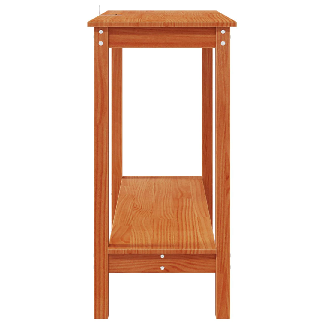 Konsolbord med hylde VoksBrun 110 x 40 x 80 cm Massivt fyrretræ